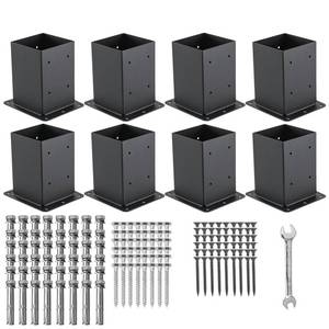 lot 7296 image: AXWHYS 4x4 Post Base 8 Pcs, (Inner Size 3.6x3.6) Post Anchors, 13GA Thick Solid Steel & Black Powder Coated,Deck Post Brackets Support Deck Base Plate Pergola Brackets Fence Kit Mailbox Mount��