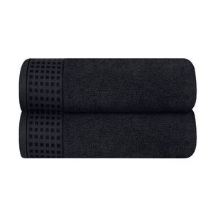 lot 7305 image: GLAMBURG 100% Cotton 2 Pack Oversized Bath Towel Set 28x55 Inches, Ultra Soft Highly Absorbant Compact Quickdry & Lightweight Large Bath Towels, Ideal for Gym Travel Camp Pool - Black