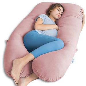 lot 7310 image: QUEEN ROSE Cooling Pregnancy Pillow, U Shaped Maternity Body Pillow, Pink