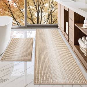 lot 7312 image: BSICPRO Bathroom Rugs Sets 2 Piece, Non Slip Boho Bath Mats, Beige