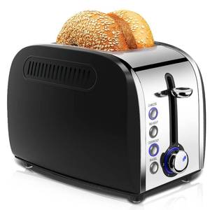 lot 7313 image: Toaster 2 Slices, Stainless Steel JEWJIO Retro Toaster with 1.5 Extra Wide Slot for 6 Bread Shades SettingBagelDefrostReheatCancel FunctionRemovable Crumb Tray 800W, Matte Black