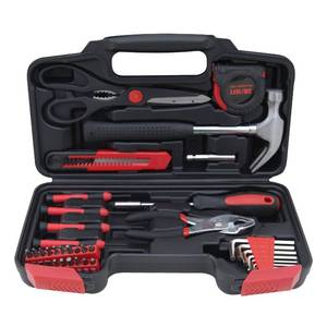 lot 7324 image: Hantinstom 39-Piece Household Tools Kit Essential Home Repair Set with Plastic Toolbox Ideal for College Students, Home Use & More
