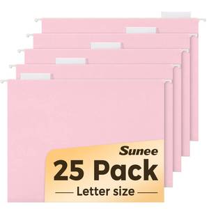 lot 7329 image: SUNEE 25 Pack Hanging File Folders, Pink Folders, Hanging File Folders Letter Size with 15-cut Tabs, Stay Organized for Your Home and Office Bulk File and Documents