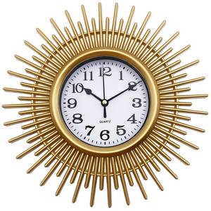 lot 7330 image: SUKYING Gold Sunburst Wall Clock Battery Operated Aanlog, 10 Inch Modern Boho Decorative Wall Clock for Living Room, Bedroom, Kitchen, Office, Bathroom, Farmhouse