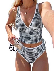 lot 8084 image: ZAFUL Womens Tankini Swimsuits Tummy Control Two Piece Bathing Suits, XXL