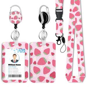 lot 8093 image: Strawberry ID Badge Holder with Lanyard & Heavy Duty Retractable Reel 21