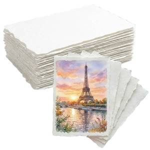 lot 8094 image: ANSSDO 60 Sheets Deckled Edge Watercolor Paper 4x6 Inch Cold Press