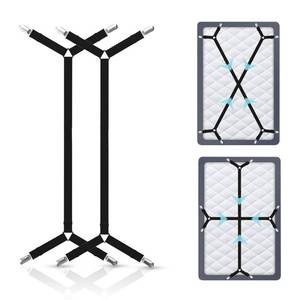 lot 8097 image: NOVA HOME Bed Sheet Holder Straps, Adjustable Elastic, 2pcs Set, Black