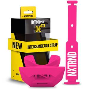 lot 8105 image: Nxtrnd One Pro Football Mouth Guard, Interchangeable Strap, Fits Adult & Youth (Pink)
