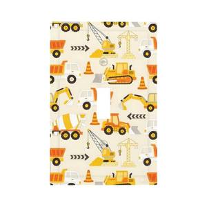 lot 8109 image: Jszwcy Decorative Light Switch Cover Plate Construction Vehicle Yellow Trucks Diggers 1 Gang Single Toggle Wall Plates for Electrical Outlet Covers Switch Plate Covers Faceplate for Home Decor