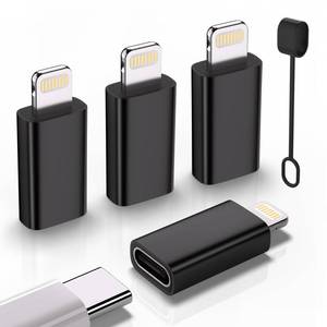 lot 8118 image: USB C Type C to Lightning Adapter ��4 Pack�� 1.8-2.2A 15W Fast Charging Support Data Sync,Lightning to USB Type C Cable Adapter for iPhoneiPadfor Airpods,with Anti-Lost Loop,Not for AudioOTG (Black)