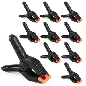 lot 8123 image: RELBRO Spring Clamps, 4.5 Inch Plastic Clips, Heavy Duty, Black, 10 Pcs