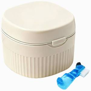lot 8131 image: PUINVI Denture Case Kit, Retainer Cleaner Case with Cleaning Brush, Mirror