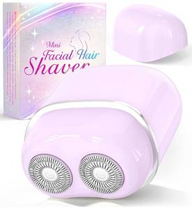 lot 8133 image: Facial Hair Removal for Women Face Painless Face Shaver with 2 Dual Blades - Rechargeable Portable Hair Remover Device for Peach Fuzz Upper Lip Chin - Ideal for TravelMakeup Prep