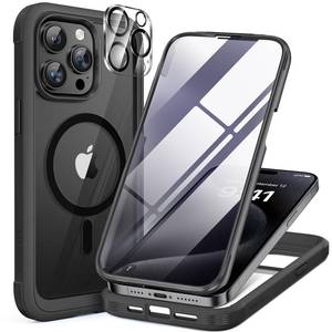 lot 8137 image: Miracase Magnetic for iPhone 15 Pro Max Case 6.7 Compatible with Magsafe Full-Body Drop Proof Bumper Phone Case for iPhone 15 Pro Max with Built-in 9H Tempered Glass Screen Protector,Black