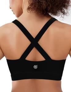lot 8139 image: Cordaw Pickleball Sports Bras Cross Back High Support, Black XXL