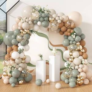 lot 8146 image: Amandir 173Pcs Dusty Green Nude Balloon Arch Garland Kit