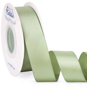 lot 8154 image: Ribbli Dusty Sage Satin Ribbon Double Faced Satin 1 Inch x Continuous 25 Yards-Sage Green Ribbon for Gift Wrapping Crafts Wedding Decoration Bows Bouquet Floral Arrangement