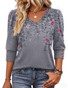 lot 8155 image: Zeagoo Womens Cute Floral Blouse Dressy Tunic Casual Fashion Top L