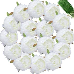 lot 8156 image: FagusHome 25 Pcs Silk Peony Artificial Flower Heads 4 inch Fake Peony Flowers Heads with Stems Artificial Peony Flower Heads in Bulk Wholesale for Wedding Home Decor (Off White)