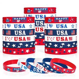 lot 8163 image: 4th of July Party Favors Rubber Bracelets 30PCS Fourth of July Gifts Kid