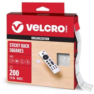 lot 8180 image: VELCRO Brand Mounting Squares with Adhesive, White, 78 in, 200 Pk