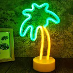lot 8185 image: YSMNDE Palm Tree Neon Sign, Coconut Tree LED Lights with Base Tabletop Lamp