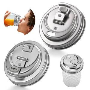 lot 8187 image: Palksky Mason Jar Drinking LidsCoffee Lid,Stainless Steel Wide Mouth Mason Jar Sip Lid accessories,Anticracking Leak Proof Seal Flip Cap Cover Airtight Accessories for Drink,2Pack