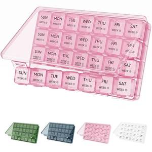 lot 8189 image: Lifewit Monthly Pill Organizer Once a Day, 28 Day Pill Box, Pink, 28 Grids