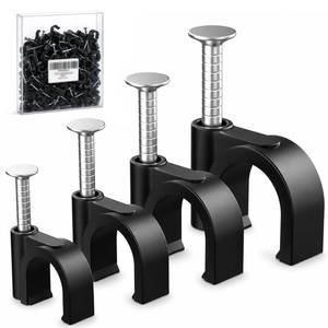 lot 8198 image: 200 Pcs Cable Clips 46810mm Nail in Cable Clips Cable Wire Clips Cable Tacks Coax Cable Clips Speaker Wire Clips Cable Nails for Cords Wall Wire Clips RG6 RG59 CAT6 RJ45 Ethernet Cable Clips Black