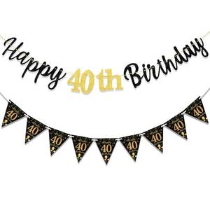 lot 8201 image: 40th Birthday Decorations Banner For Women Men Him Her