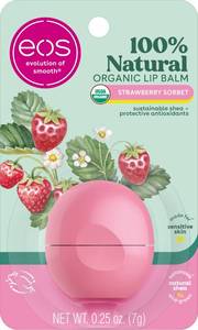 lot 8210 image: eos 100% Natural & Organic Lip Balm- Strawberry Sorbet, 0.25 oz