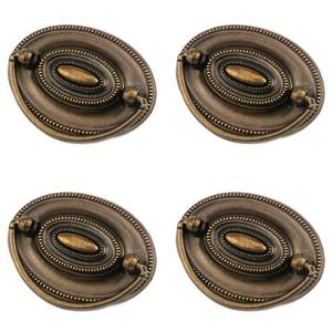 lot 8221 image: Quluxe 4 Pcs Furniture Dresser Pull, Antique Brass Bail Drawer Pull Oval Drop Swing Handles Cabinet Knob Hardware