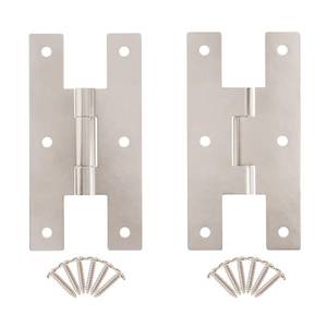 lot 8229 image: Satin Nickel H Hinges for Cabinet Doors - 3 x 1-58 - Pack of 2 - Flush Mount Cabinet Hinges - HG6-SSN (1)