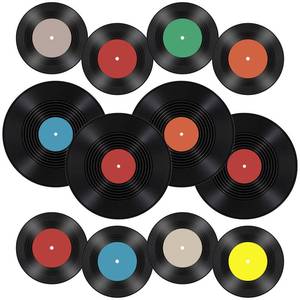lot 8232 image: 4 Pack 12in Blank Vinyl Record Decor, 8 Pack 7in Fake Vintage Record for Indie Wall Aesthetic Room Decor, 70s 80s 90s Rock & Roll Music Party, Retro Records for Home Living Room, Craft Display