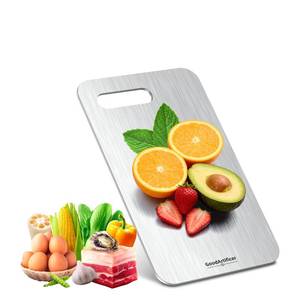 lot 8256 image: Titanium Cutting Board, 100% Pure Titanium Cutting Boards for Kitchen, Double-Sided Non-Toxic Cutting Board, Ideal for Slicing and Dicing Meats, Features Handle, Dishwasher Safe - 10.5L6.5W��silver��