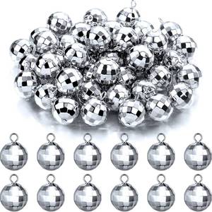 lot 8257 image: Junkin 48 Pcs Mini Disco Ball Charms, 0.63 Round Reflective Beads