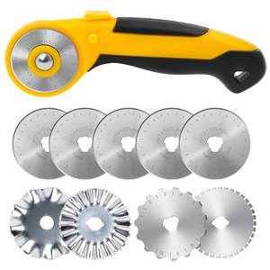lot 8281 image: AUTOTOOLHOME 45mm Rotary Cutter for Fabric with 9 Replacement Rotary Blades