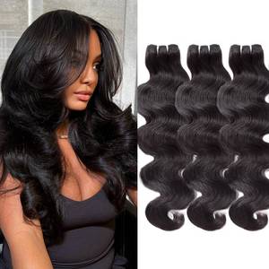 lot 8283 image: WEQUEEN 16A Brazilian Virgin Body Wave Human Hair Bundles 26 28 30 Inch #1B