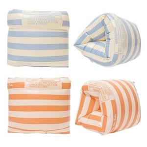 lot 8284 image: Arm Floaties for Kids and Adults - Vintage Striped Pool Arm Floats Arm Bands Inflatable Swim Floaties PVC Arm Floaty for Kids 3-5-6-12 Years (Blue StripeOrange Stripe)