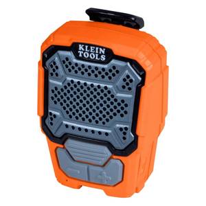 lot 8286 image: KLEIN TOOLS AEPWS1 Wearable Bluetooth Speaker, Built-in Mic for Hands-Free Music and Calls, Portable, Waterproof IP67, Magnetic and Clip-On Jobsite Mini Speaker