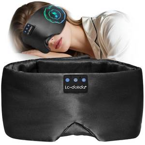 lot 8292 image: LC-dolida Luxurious Silk Soft Sleep Mask, Sleep Headphones with Bluetooth 5.4 for Side Sleeper, Total Blackout Eye Sleeping Mask for Women and Men, Ideal Gift for Restful Sleep, Travel(Black)