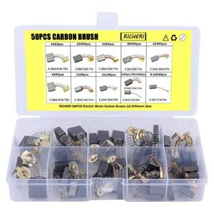 lot 8293 image: RICHERI 50 Pcs Electric Motor Carbon Brushes 10 Different Sizes for Replacement Repair Power Tool Part
