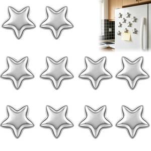 lot 10349 image: 10Pcs Adorable Silver Star-Shaped Fridge Magnets,Silvers Star Magnets,Refrigerator Magnets Silvers Magnets,Perfect for Adorning Refrigerators,Offices and Homes, Kitchen and Office Decor (Silver)