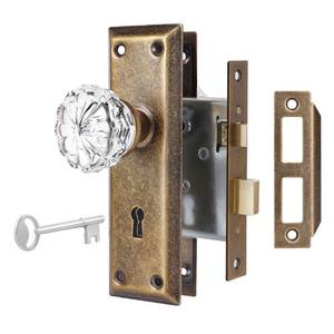 lot 13002 image: Newliplace Mortise Lock Set Crystal Glass Door Knobs