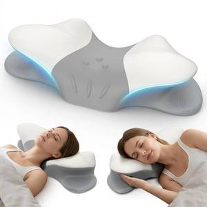lot 13008 image: Beslovo Cervical Neck Pillow Memory Foam Gray Black
