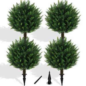 lot 13971 image: Grewyear 4-Piece UV-Resistant Artificial Shrubs 23H  Retail $116.99