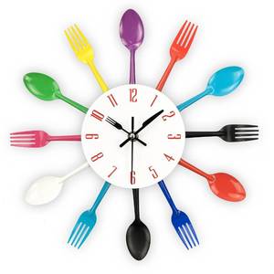 lot 13979 image: Timelike Kitchen Wall Clock, 3D Cutlery Design, 12.6 Inch