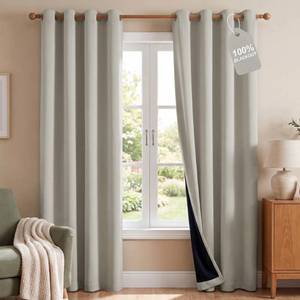 lot 13984 image: NICETOWN Blackout Curtains Bone White 52 x 84 2 Panels