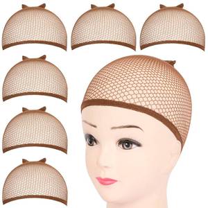 lot 14003 image: Fandamei Wig Cap 6-Pack Brown Mesh Nylon Hair Net
